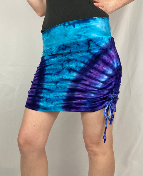 Ladies Blue/Purple Velour Mini Skirt w/ ties, S