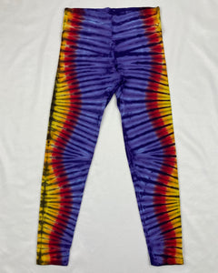 Ladies Purple Sunset Tie-Dyed Leggings, XL