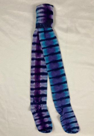 Adult Purple/Blue Tie-dyed Thigh High Socks, 9-11