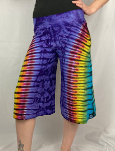 Ladies Purple/Rainbow Gaucho Shorts, L