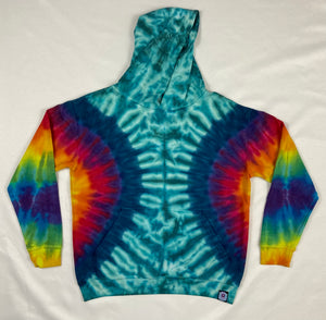 Youth Seafoam/Rainbow Tie-dyed Hoodie, L (14-16)