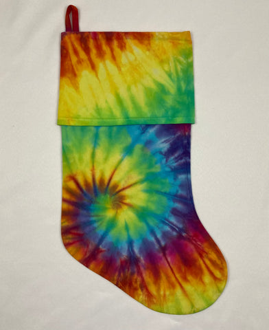 Rainbow Spiral Tie-dyed Xmas Stocking - L/XL (single)