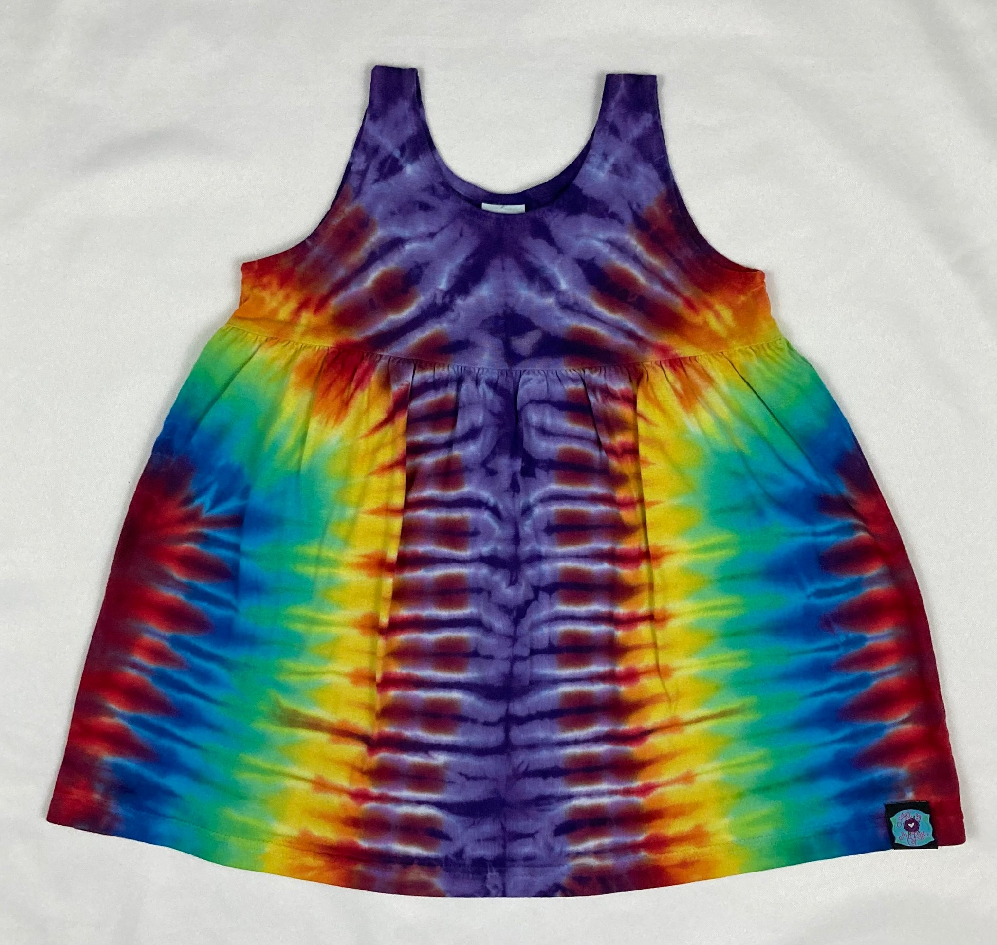 Toddler Purple/Rainbow Tie-Dyed Short Dress, 4T