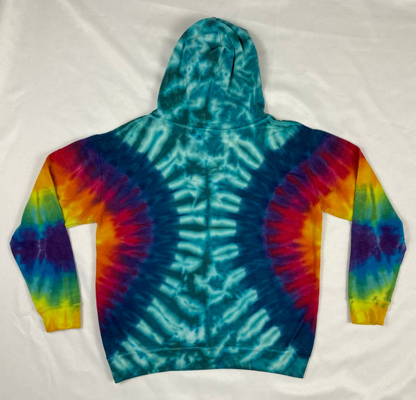 Youth Seafoam/Rainbow Tie-dyed Hoodie, L (14-16)
