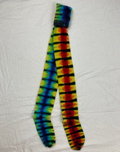 Adult Rainbow/Black Tie-dyed Thigh High Socks, 9-11
