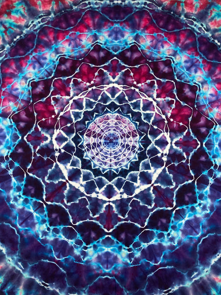 58" x 58" Wild Berry Mandala Ice-dyed Tapestry/Wall Hanging