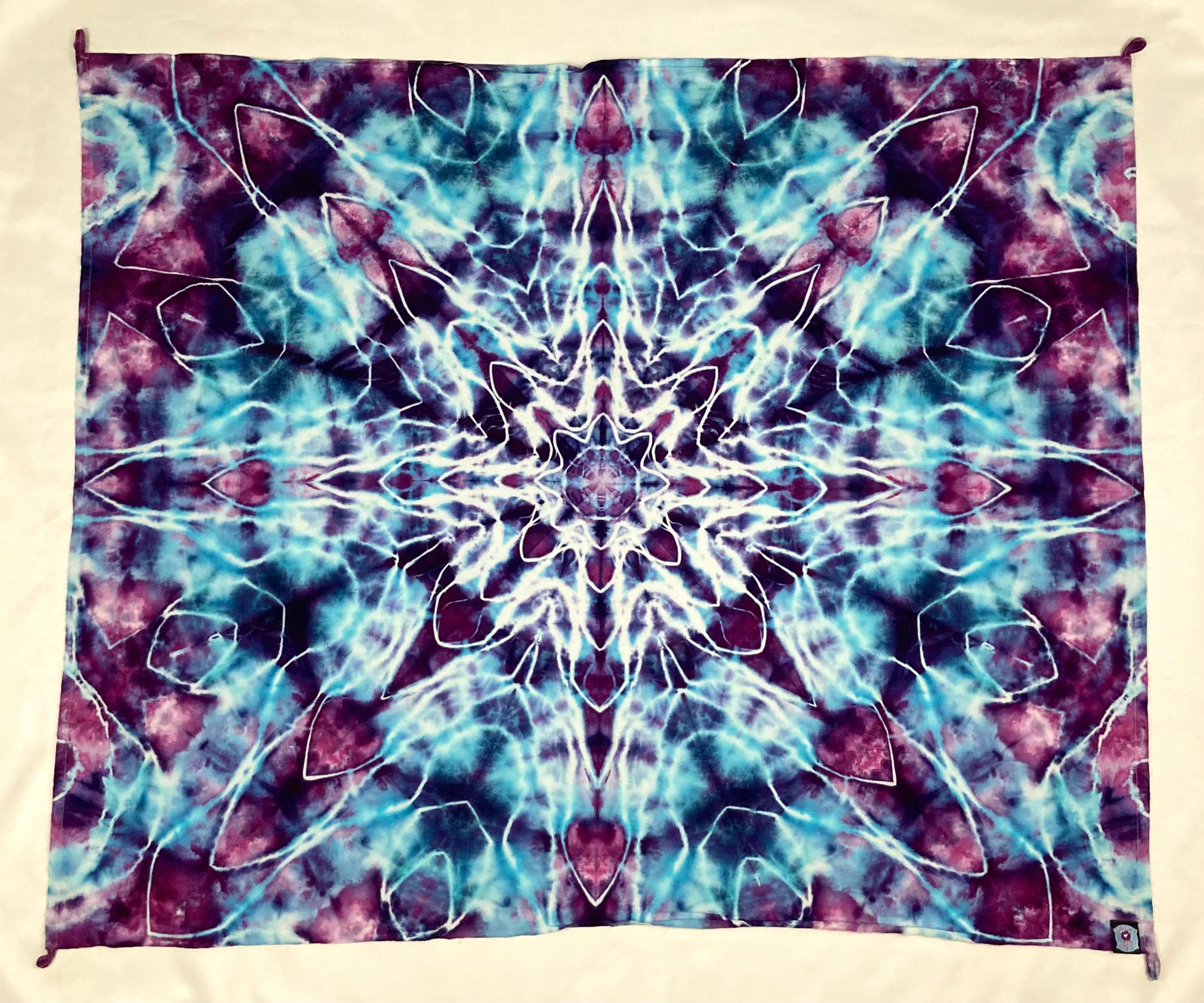 30" x 45" Frozen Mandala Ice-dyed Mini Tapestry/Wall Hanging
