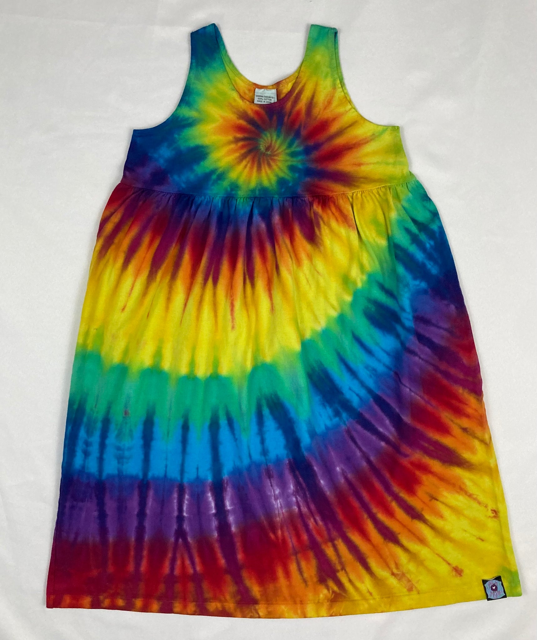 Youth Rainbow Spiral Tie-Dyed Dress, 8