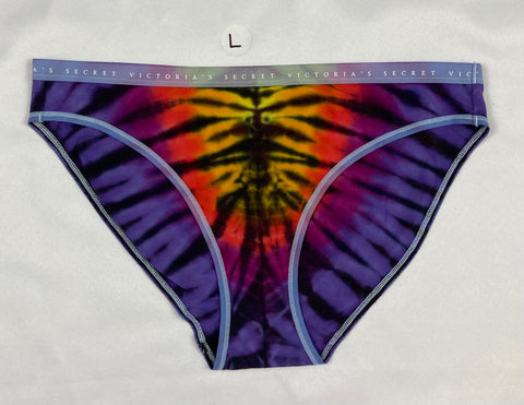 Women's Rainbow/Black Victoria's Secret Tie-Dyed Panties, L