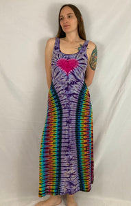 Women’s Earth Rainbow Tie-Dyed A-line Maxi Dress w/ pockets, S/M