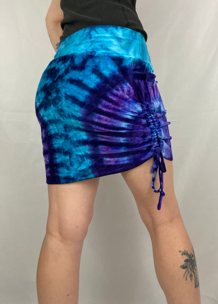 Ladies Blue/Purple Velour Mini Skirt w/ ties, S, XL & XXL