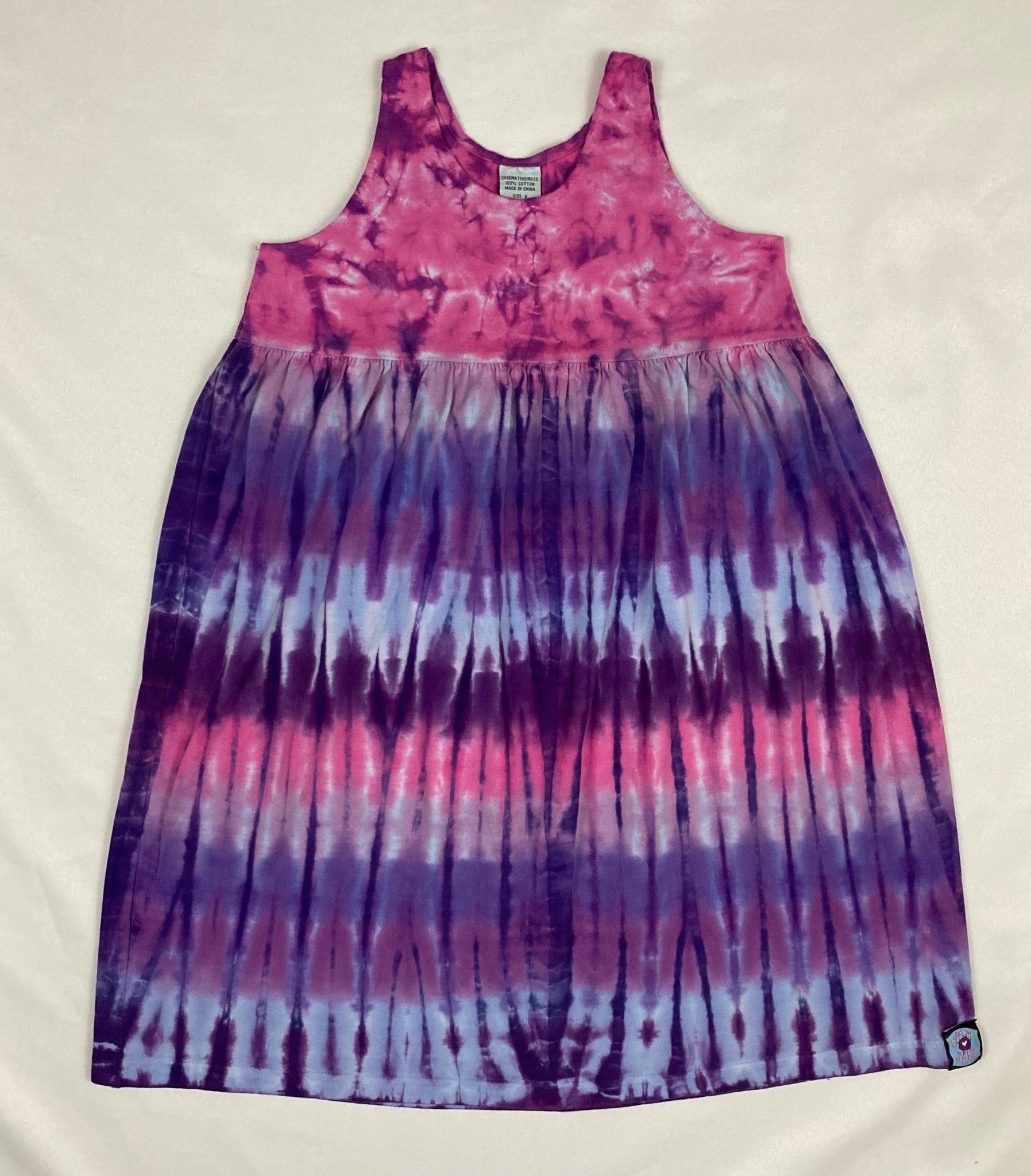 Youth Pink/Purple Striped Tie-Dyed Dress, 6