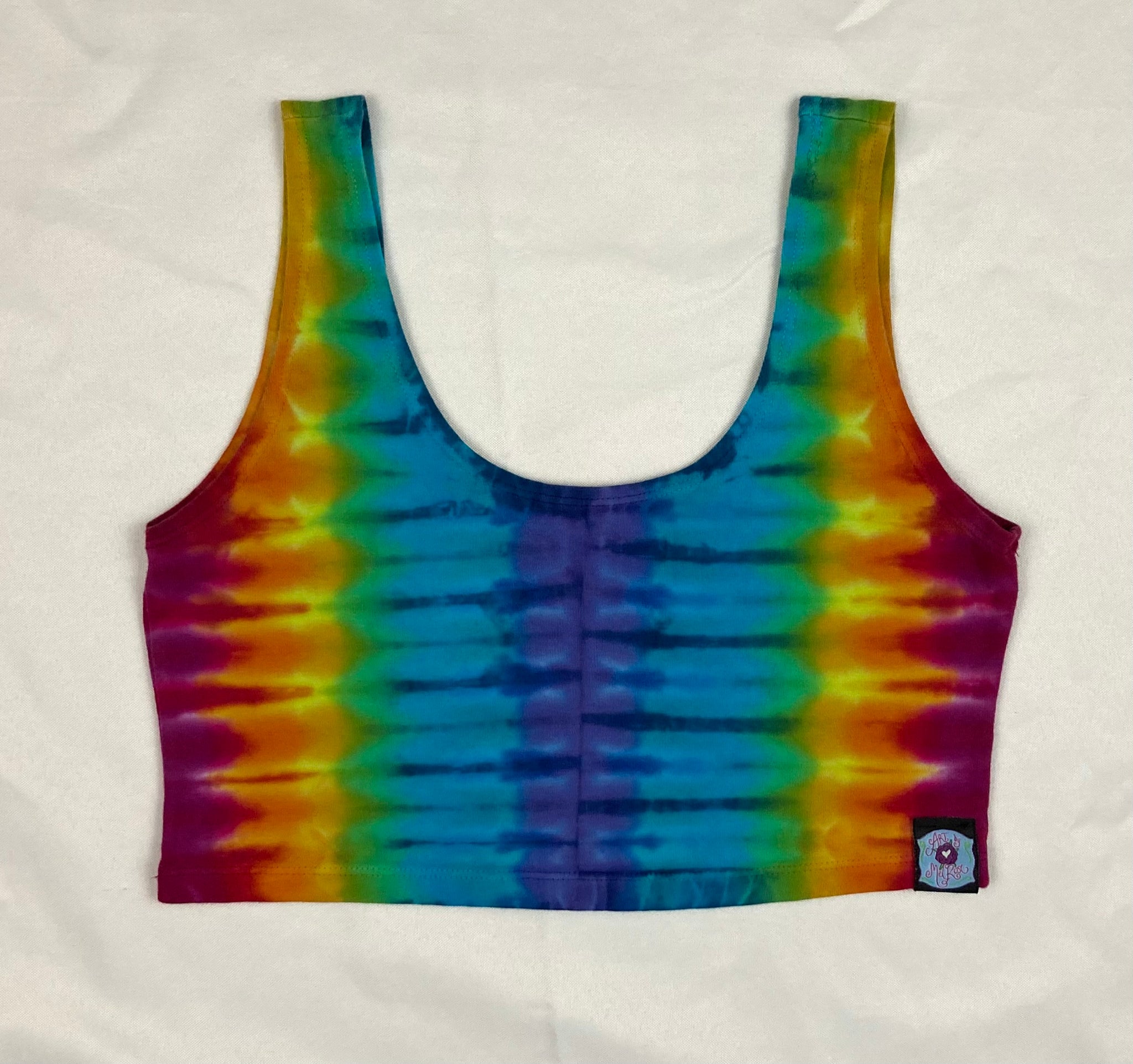 Women's Rainbow Tie-Dyed Crop Top, L (read description)