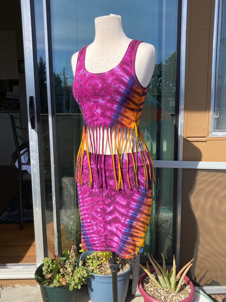 Women’s Amethyst Sunset Tie-Dyed Crop/Skirt Set, M/L