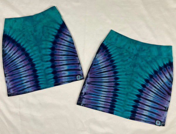 Women's Aqua/Purple Tie-Dyed Mini Skirt, XS/S