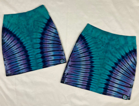 Women's Aqua/Purple Tie-Dyed Mini Skirt, XS/S & M/L