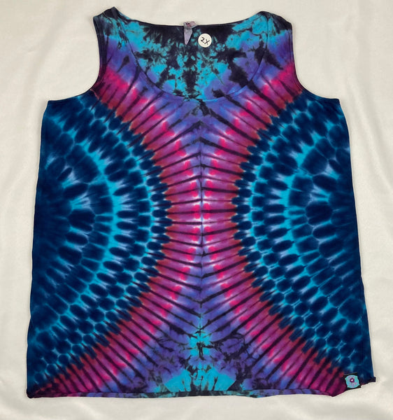 Ladies Multi-Colored Tie-dyed Curvy Tank, 1X