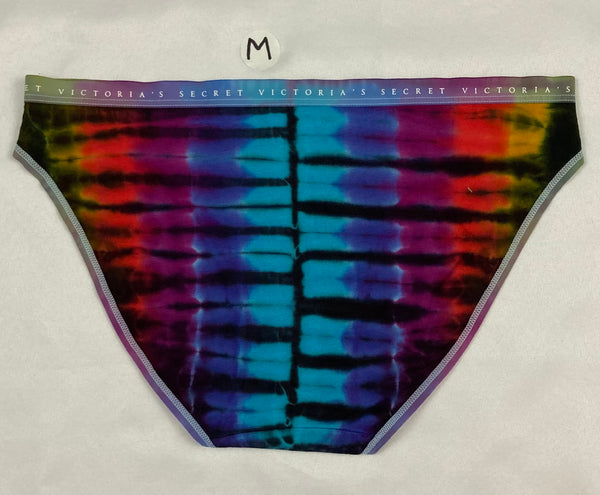 Women's Black/Rainbow Victoria's Secret Tie-Dyed Panties, M