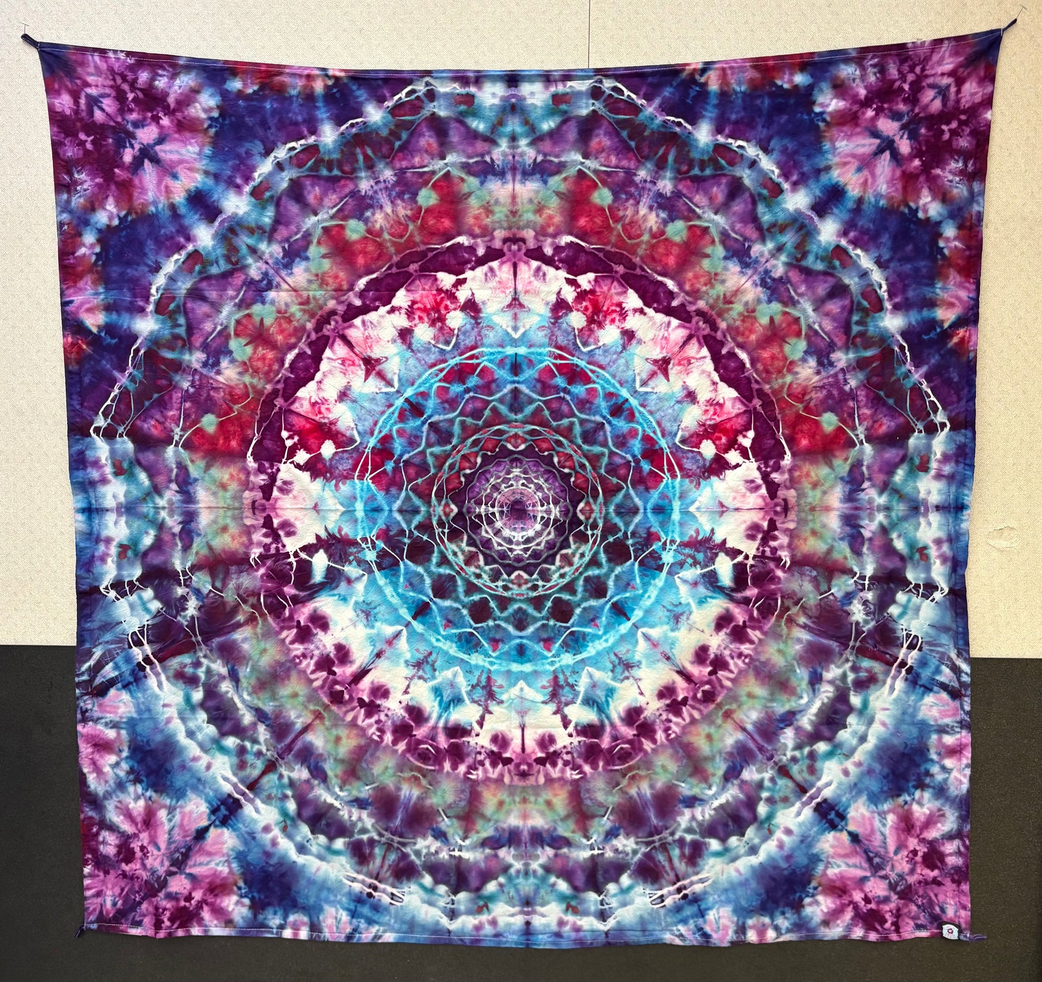 Blueberry Bubble Gum Mandala 58" x 58" Ice-dyed Tapestry/Wall Hanging