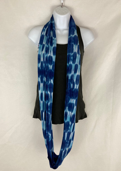 Blue Dotted Tie-dyed Rayon Infinity Scarf