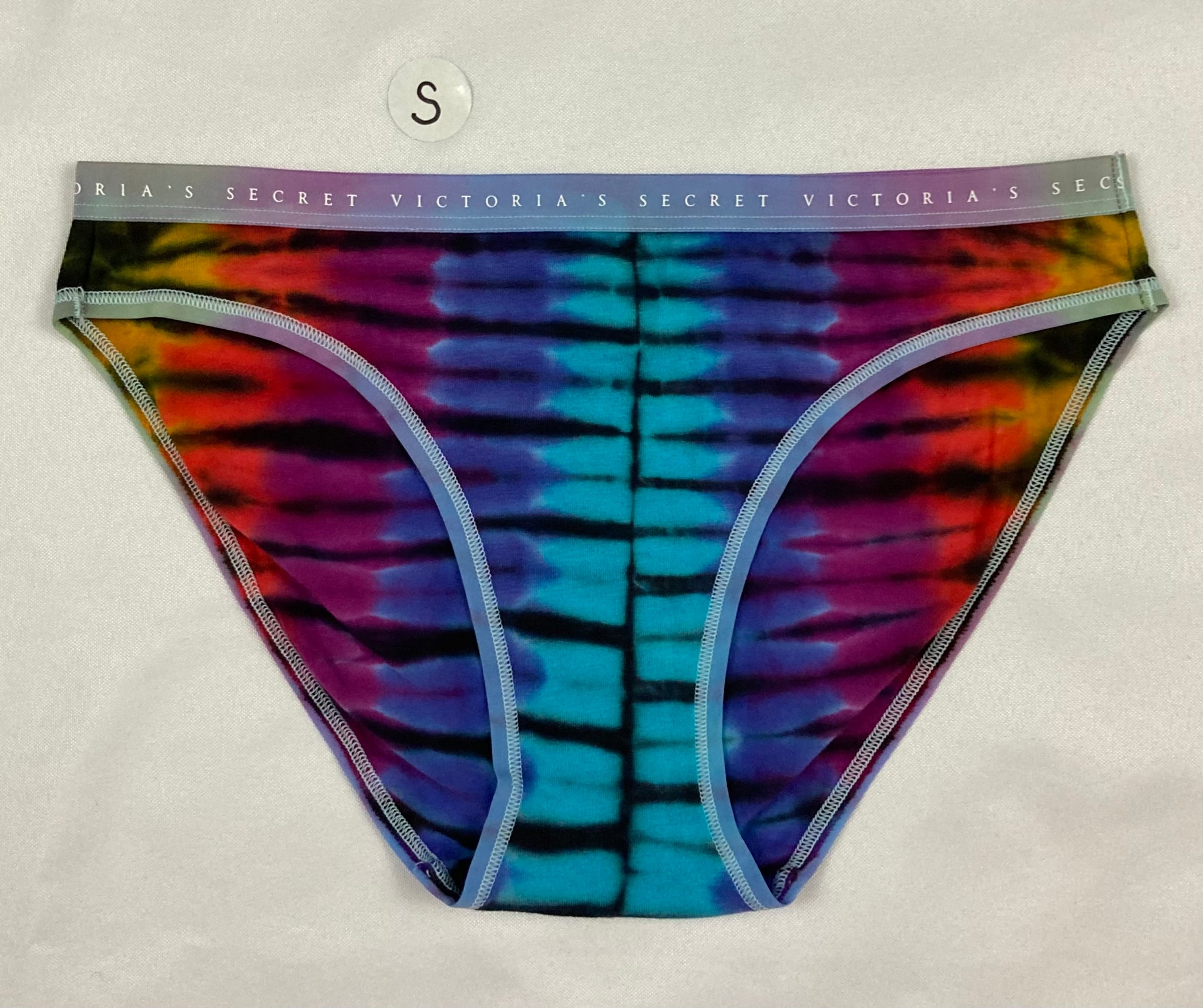 Women's Black/Rainbow Victoria's Secret Tie-Dyed Panties, S