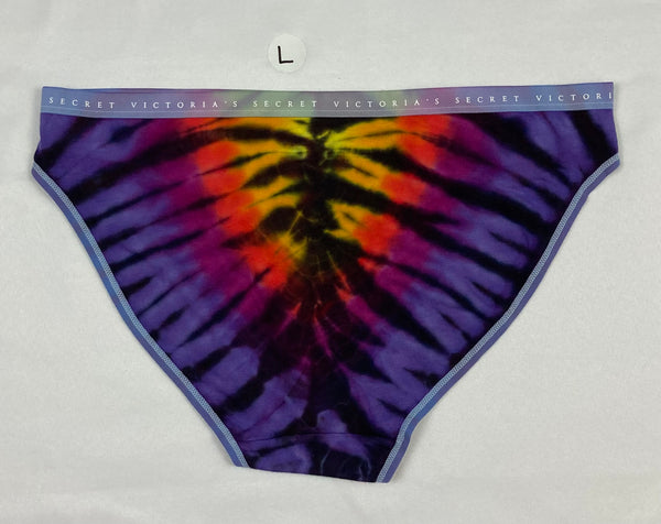 Women's Rainbow/Black Victoria's Secret Tie-Dyed Panties, L