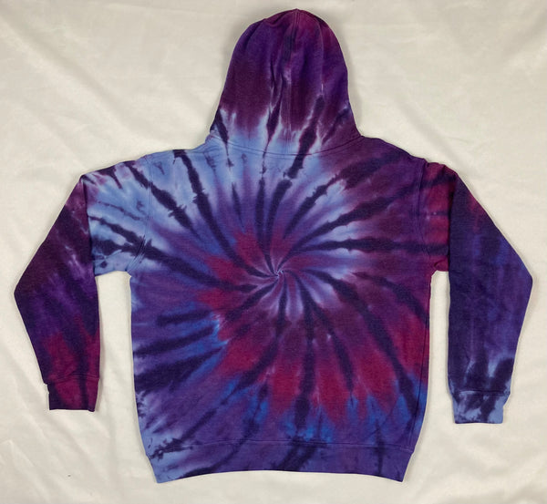 Youth Purple Spiral Tie-dyed Hoodie, L (14-16)