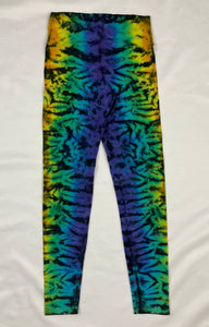 Ladies Rainbow/Black Crush Tie-Dyed Leggings, S