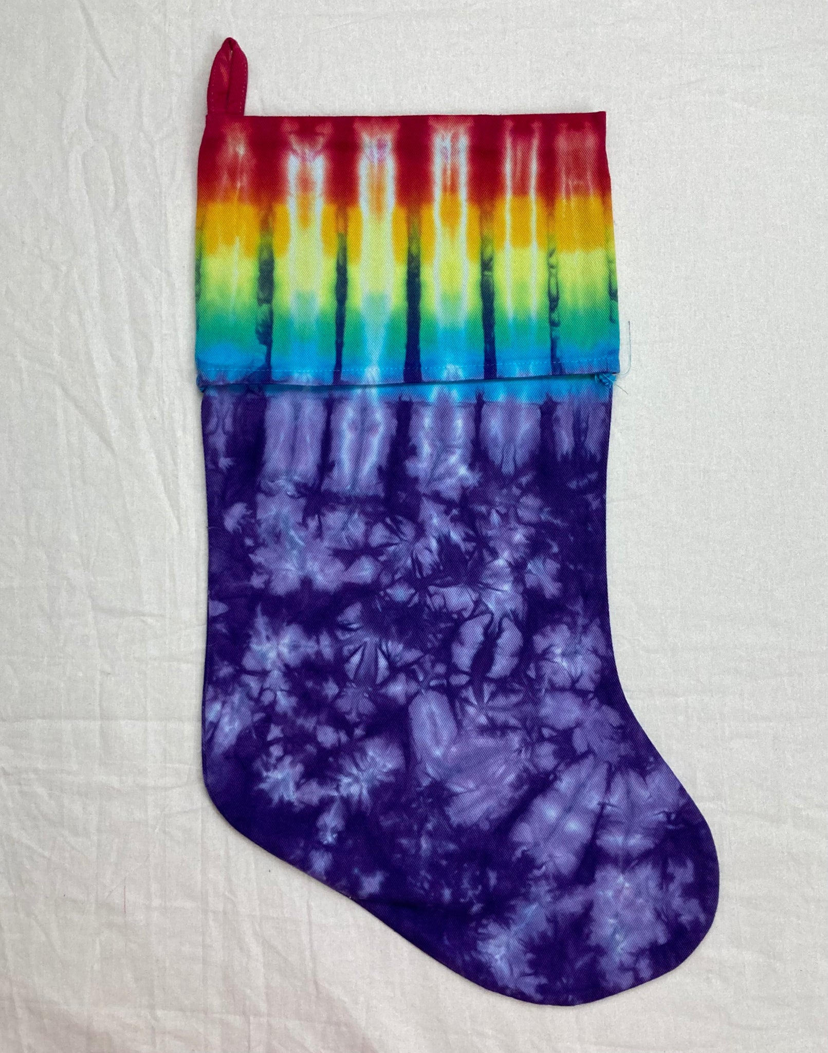 Purple/Rainbow Tie-dyed Xmas Stocking - L/XL (single)
