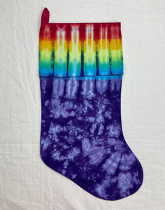 Purple/Rainbow Tie-dyed Xmas Stocking - L/XL (single)