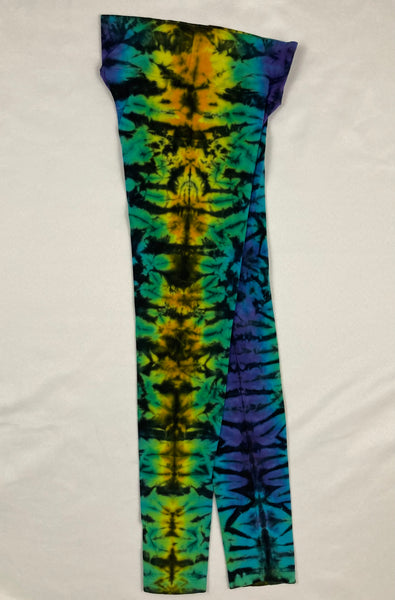 Ladies Rainbow/Black Crush Tie-Dyed Leggings, S