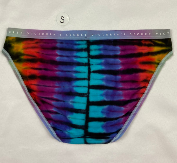 Women's Black/Rainbow Victoria's Secret Tie-Dyed Panties, S