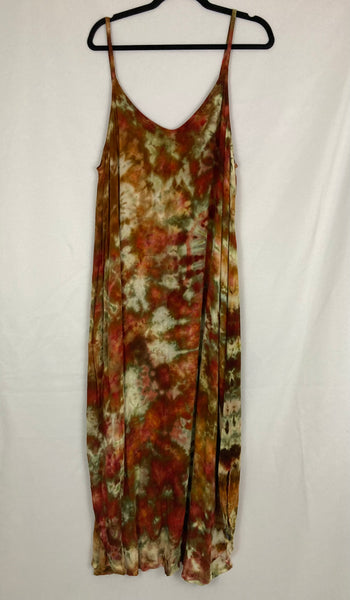 Women's Gold Ice-Dyed Rayon Maxi Dress, 2XL