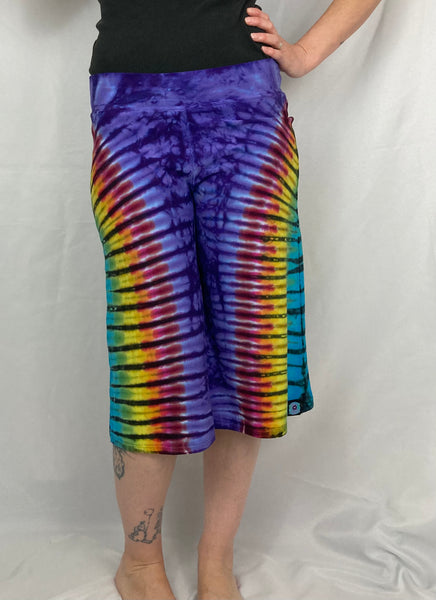 Ladies Purple/Rainbow Gaucho Shorts, L