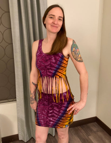 Women’s Amethyst Sunset Tie-Dyed Crop/Skirt Set, M/L