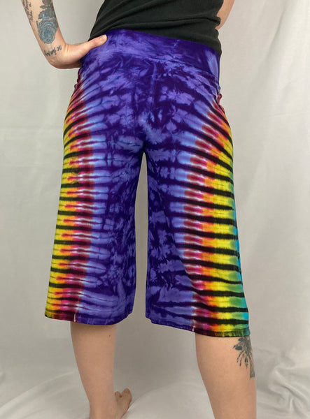 Ladies Purple/Rainbow Gaucho Shorts, L