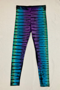 Ladies Purple/Blue/Green Tie-Dyed Leggings, L (runs small)