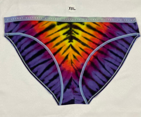 Women's Rainbow/Black Victoria's Secret Tie-Dyed Panties, XXL