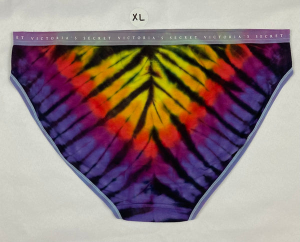 Women's Rainbow/Black Victoria's Secret Tie-Dyed Panties, XL