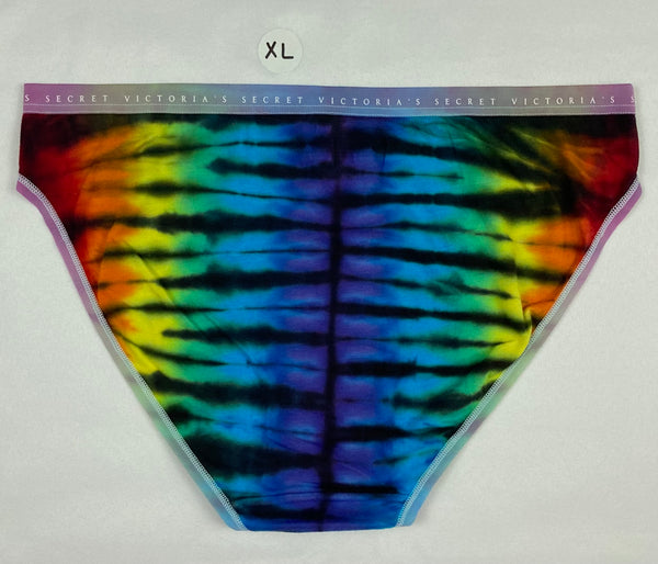 Women's Black/Rainbow Victoria's Secret Tie-Dyed Panties, XL