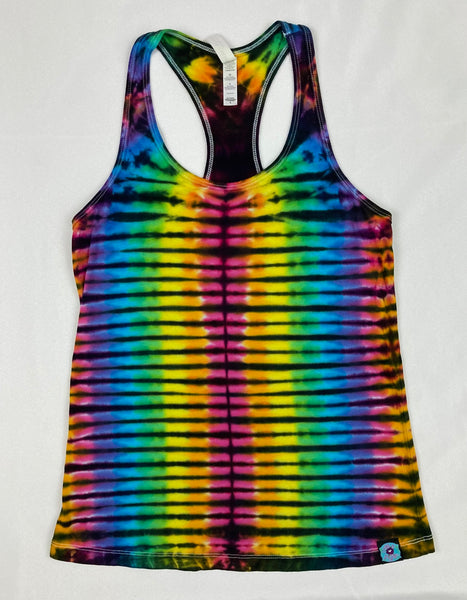 Ladies Rainbow/Black Tie-dyed Racerback Tank, S & M