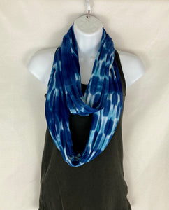 Blue Dotted Tie-dyed Rayon Infinity Scarf