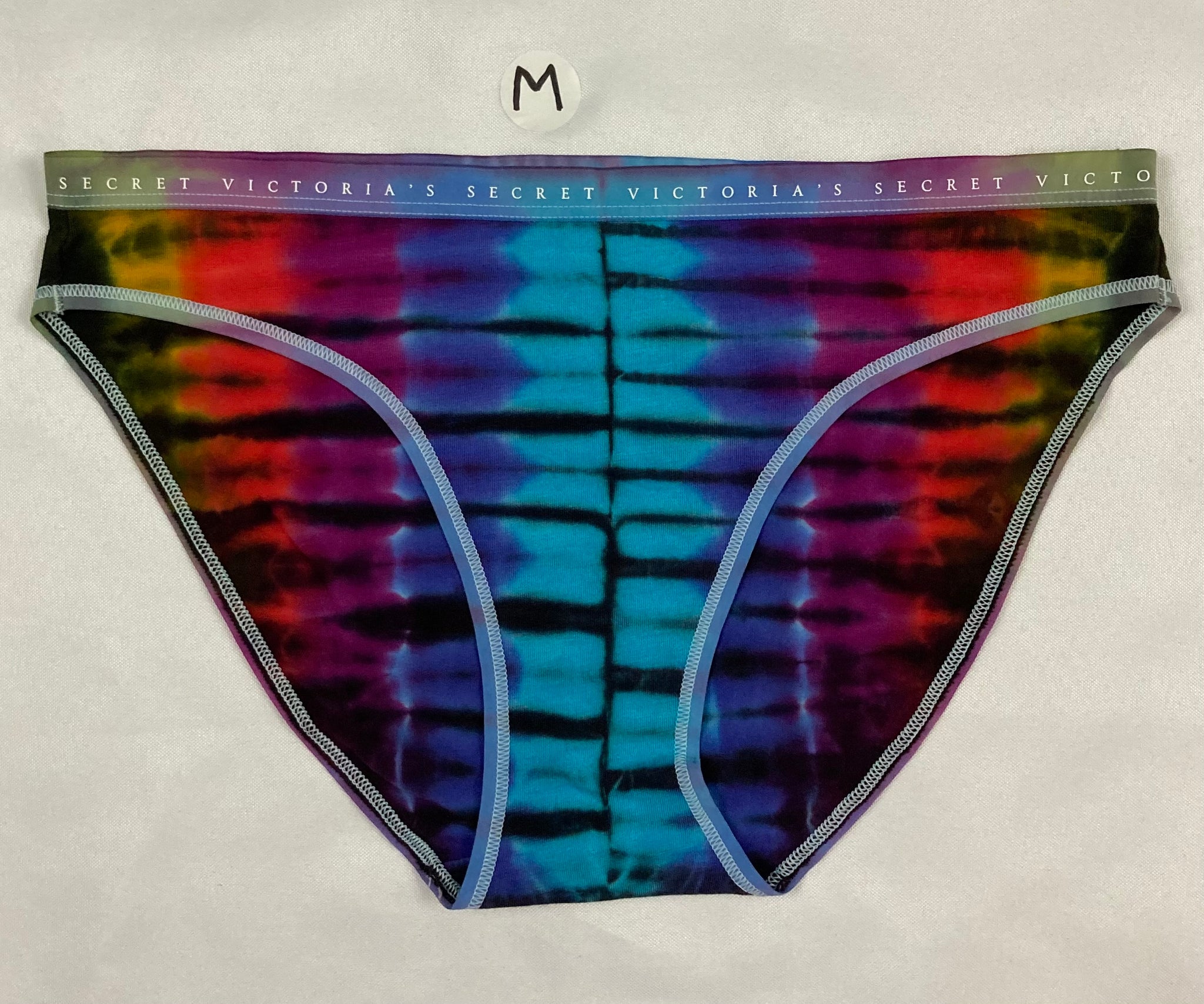 Women's Black/Rainbow Victoria's Secret Tie-Dyed Panties, M