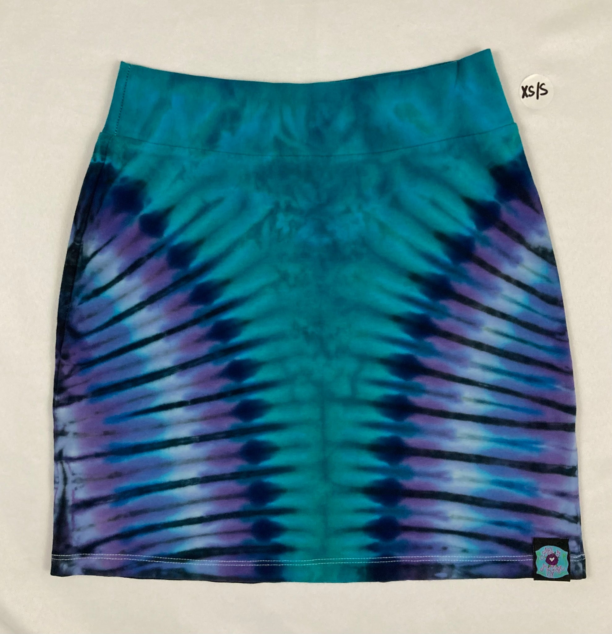 Women's Aqua/Purple Tie-Dyed Mini Skirt, XS/S