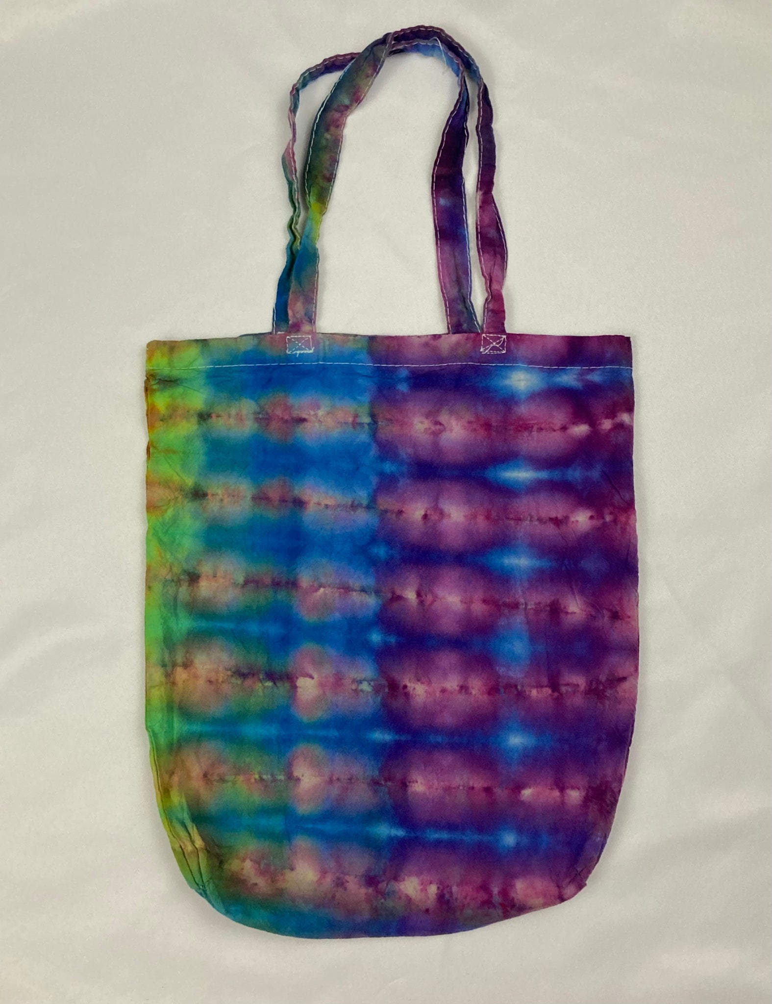 Green/Blue/Purp Tie-dyed Basic Tote Bag