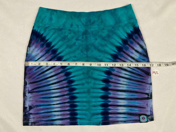 Women's Aqua/Purple Tie-Dyed Mini Skirt, XS/S
