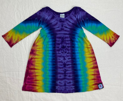 Baby Purple/Rainbow Tie-Dyed Long-sleeve Dress, 6M & 12M