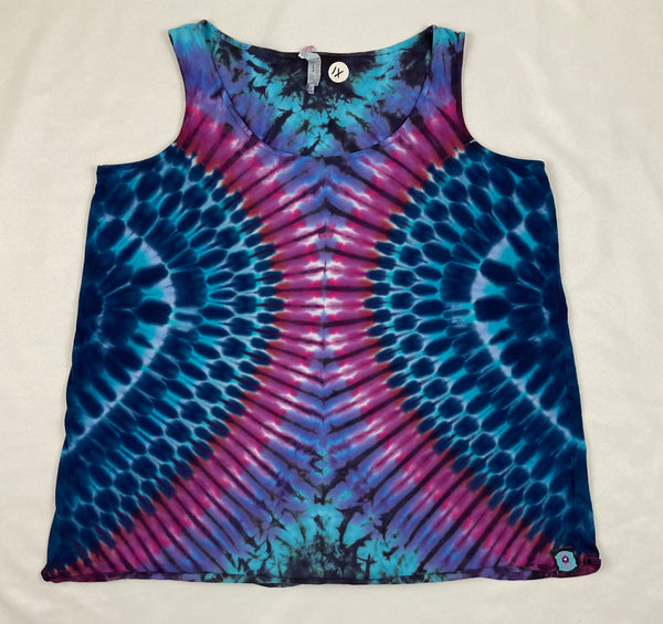 Ladies Multi-Colored Tie-dyed Curvy Tank, 1X