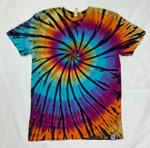 Adult Earthy Rainbow Spiral Tie-Dyed Tee, M