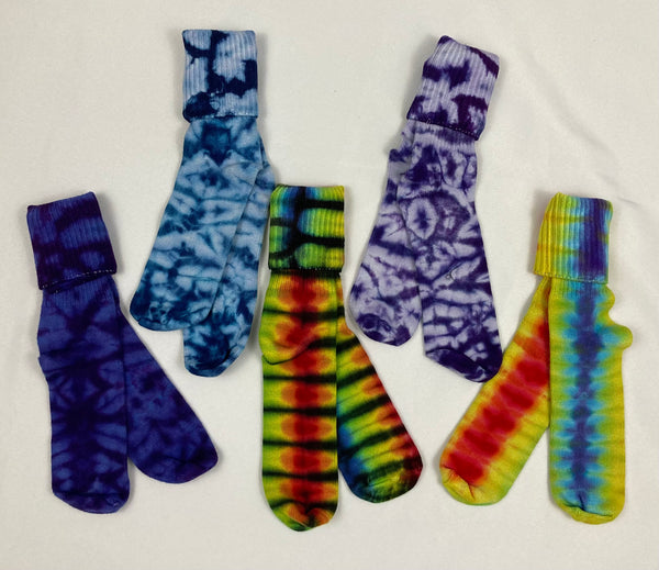 Adult Multi-Color Tie-Dyed Bamboo Socks, 9-11